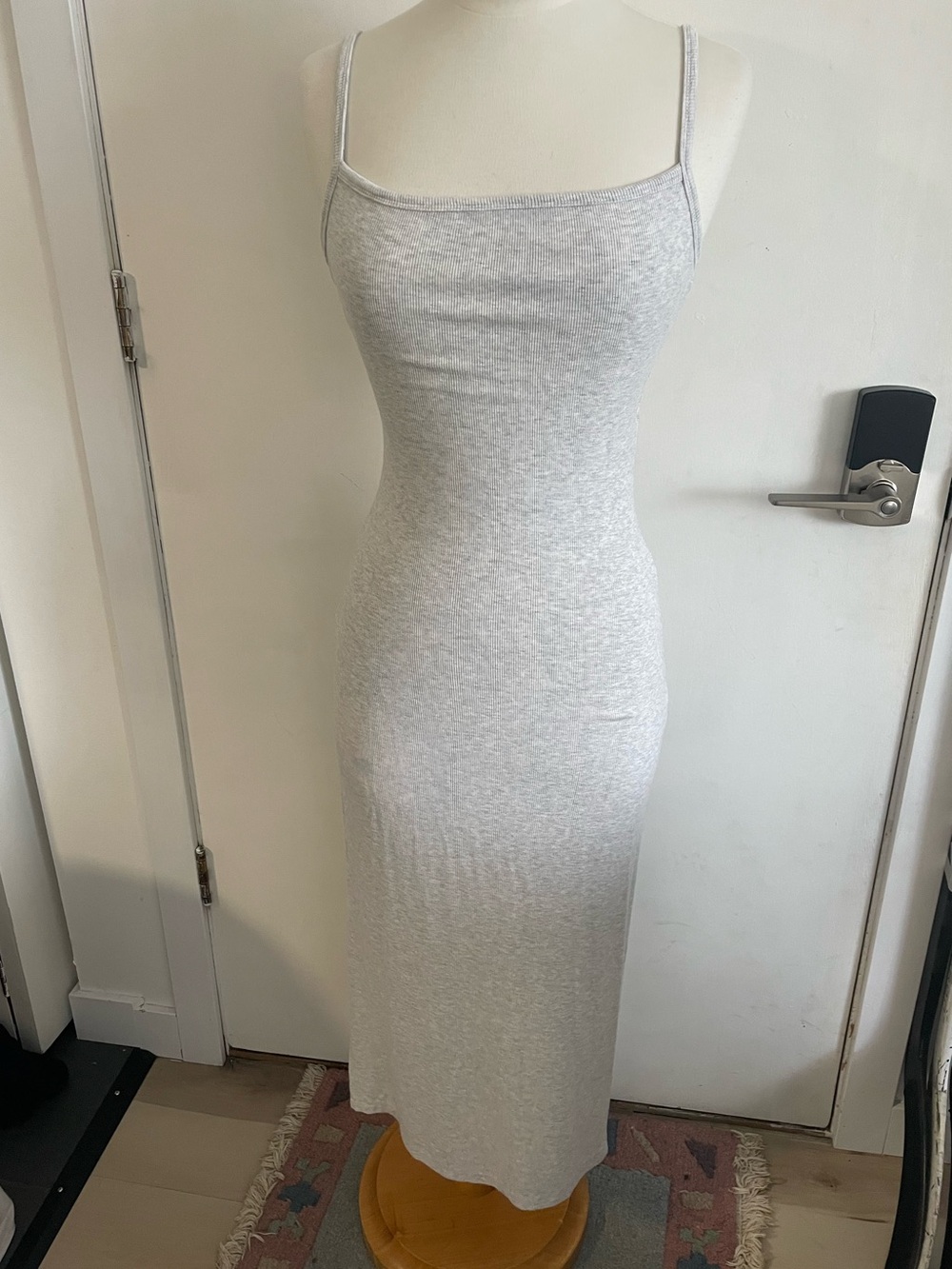 Garage Light Gray Backless Midi Dress with Cutout